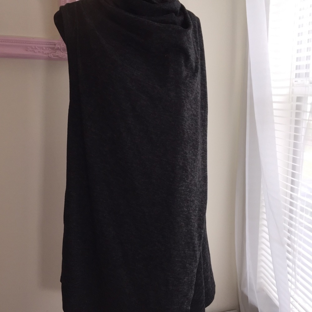 Handkerchief high-low sweater knit vest black - Picture 7 of 8